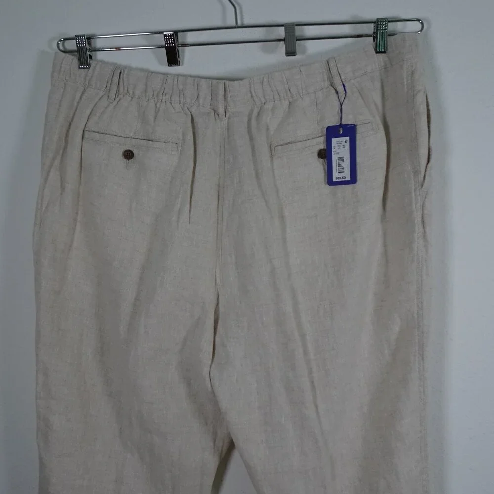 Roundtree Yorke Caribbean Linen Pants Big Men's Size 48x32 Beige Resort Beach